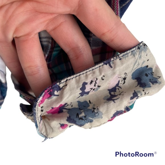 Anthropologie Birds of Paradis by Trovata Multicolor Ladies Plaid Button Down, S - Picture 5 of 9